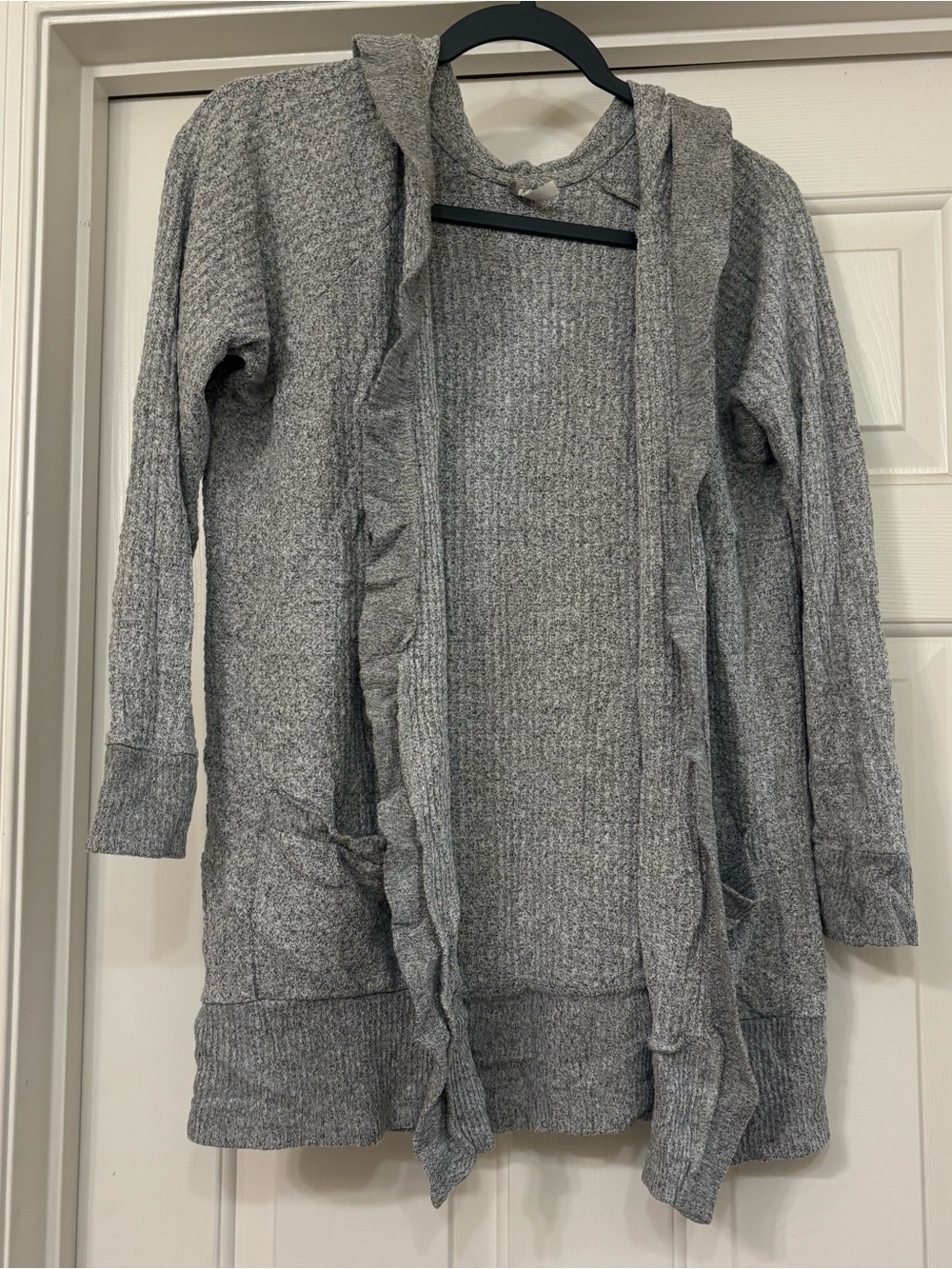 Mudd open gray hooded cardigan I’m pockets size medium